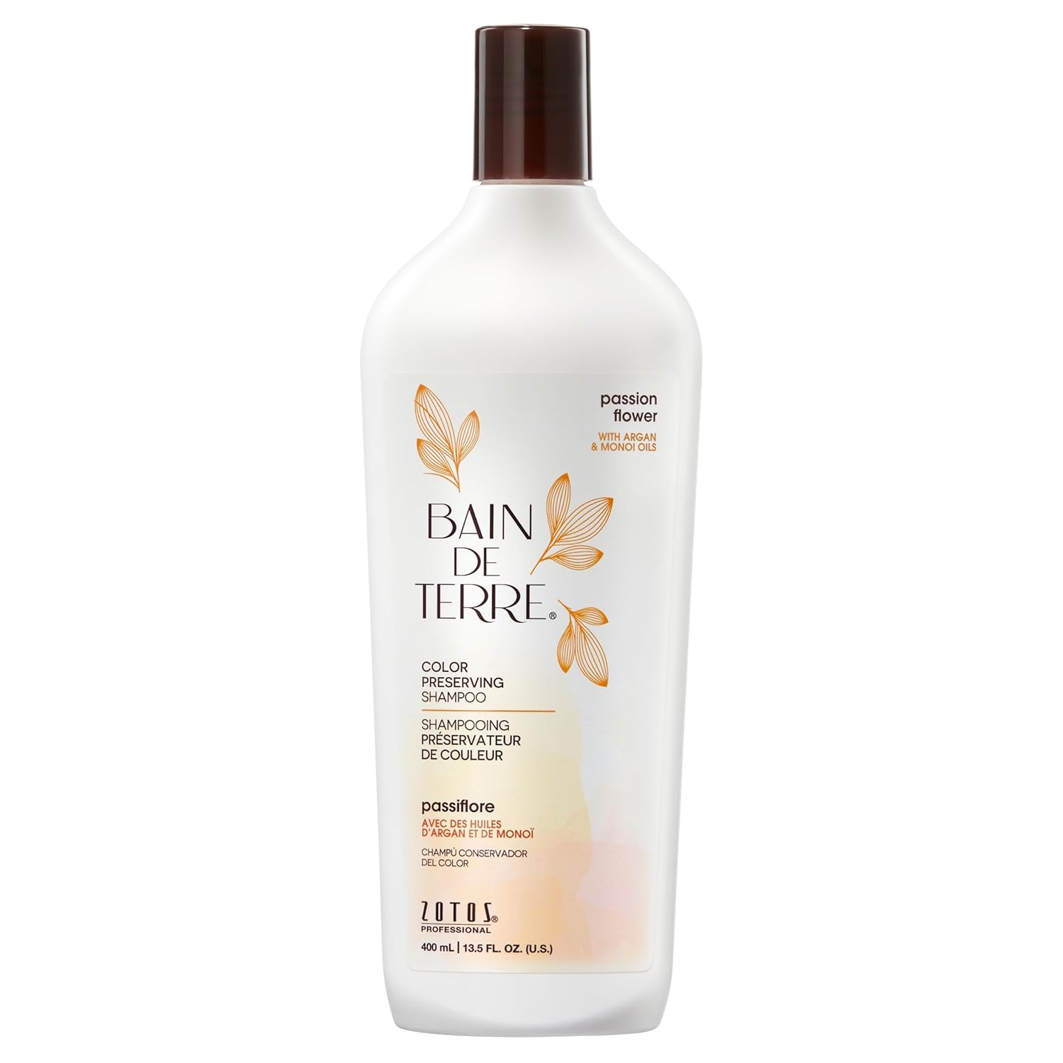 Bain de Terre Passion Flower Color Preserving Shampoo, for Vibrant Color & Protection from Fading, with Argan & Monoi Oils, Paraben-free, Vegan