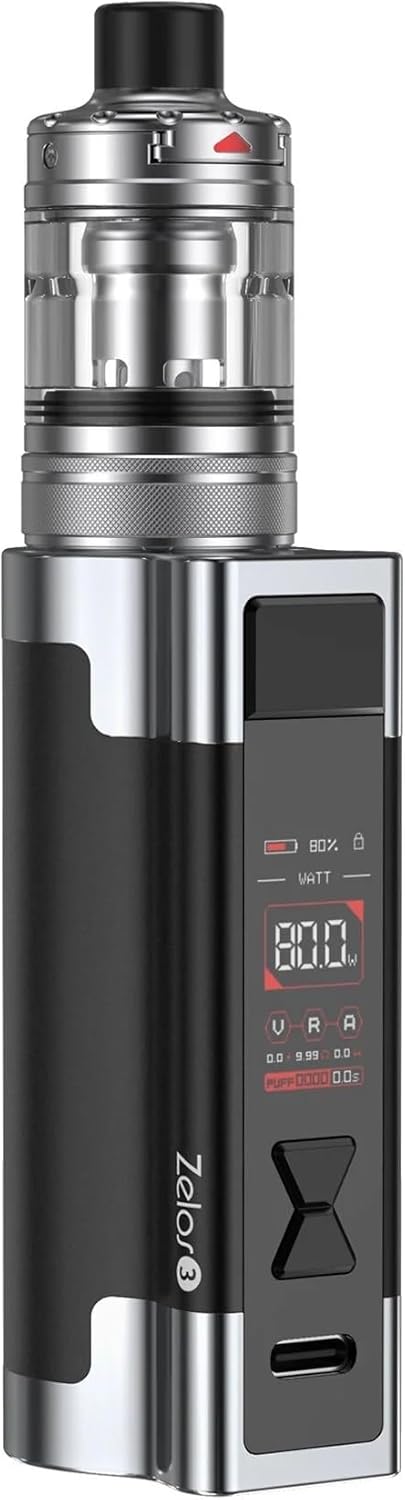 Aspire Zelos 3 Vaping Kit, Powerful Performance, Sleek Design, Long Lasting Battery, Advanced Features, 2mL Capacity, E Cigarette, E Cig, Aspire Vaping, Starter Kit, No Nicotine (Black)