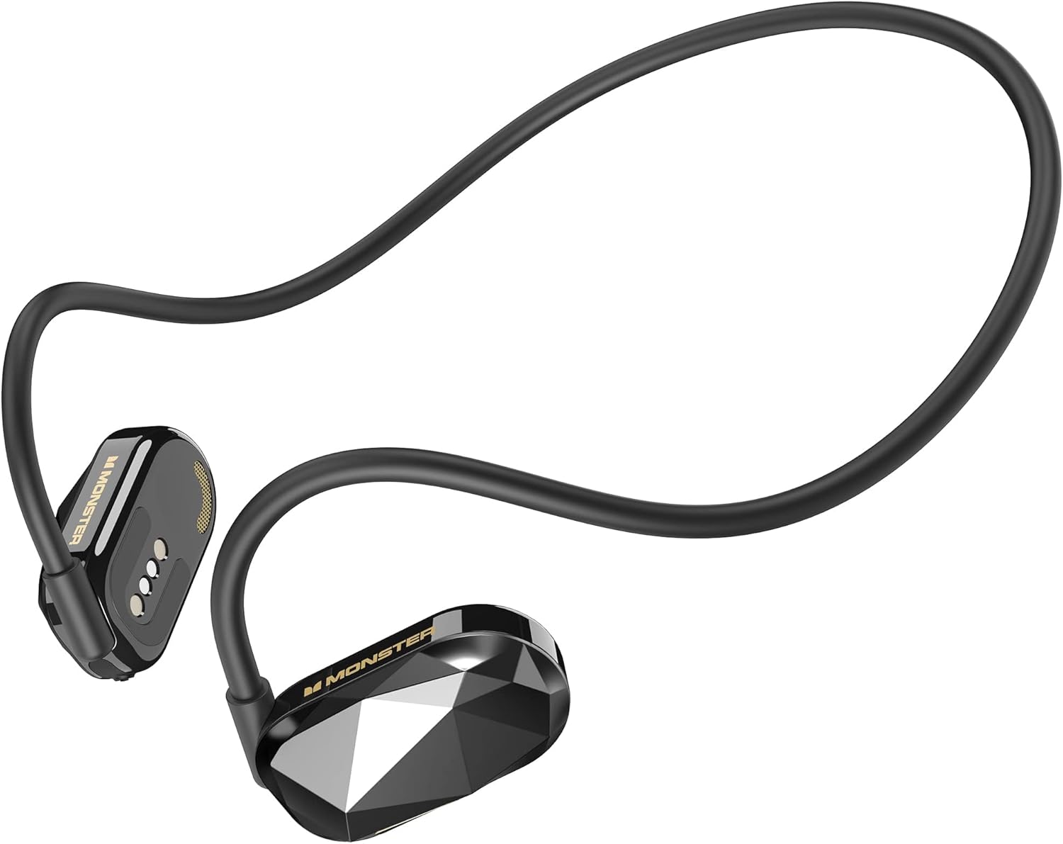 Monster Aria Free Open Ear Headphones Air Conduction Headphone Sports, ENC Clear Talk Mic Bluetooth 5.3, Built-in Mic 8H Playtime IPX5 Resistant Headset for Running (Light Black)