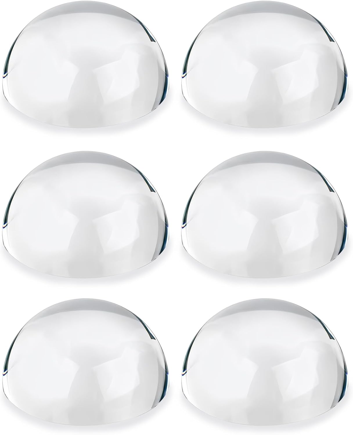 6PCS 2.36in Crystal Magnifying Glass Dome Paper Weights Small Magnifying Glass for Reading Books Aid Optical Half Ball Magnifier for Physics Classroom Paperweight for Home Decor
