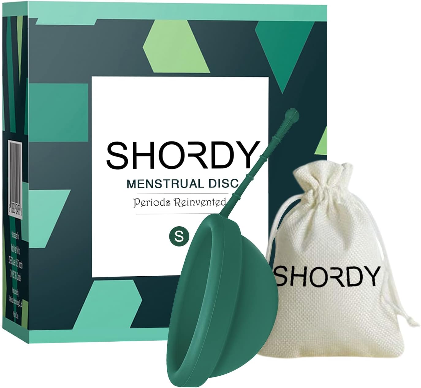 SHORDY Reusable Menstrual Disc (Small) with Storage Bag, Medical-Grade Silicone, Soft Period Disc, Medium Flow Kit, Feminine Hygiene & Care | Tampons, Pads & Cups Alternative (Green)