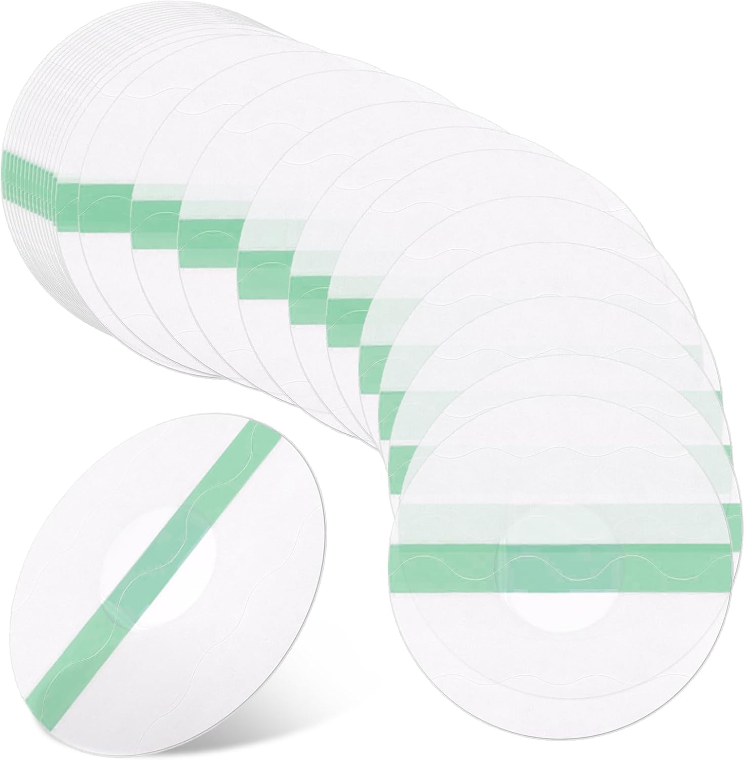 50 Pack Sensor Covers Compatible With Freestyle Libre 1/2/3, Waterproof Adhesive Green CGM Patches Transparent Breathable Glucose Monitor Protector On The Center Long Lasting Without Hole For Swimming