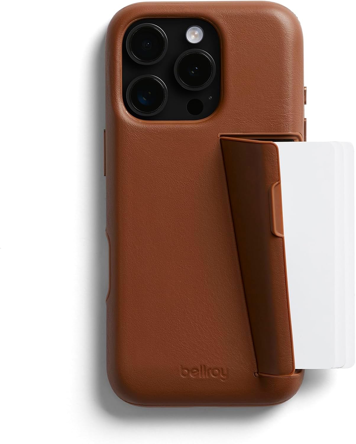 Bellroy Phone Case – 3 Card for iPhone 16 Pro Max (leather iPhone case, phone wallet) - Sienna