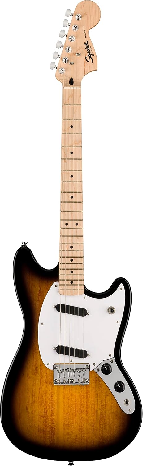 Squier by Fender Sonic Mustang, 24" Short Scale Electric, Easy-to-play Neck and Body for Beginners, with Free Virtual Lessons, 2-Colour Sunburst