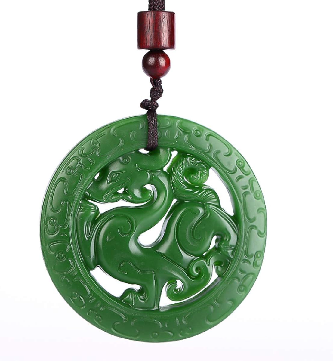 Yigedan - Hollow Carved Dragon Pendant - Coin Shaped Talisman - Natural Green Jade