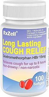 Adult Cough Relief, Dextromethorphan HBr 15mg (100 Softgels), 8 Hour Long Lasting, Non-Drowsy, Cough/Bronchial Suppressant