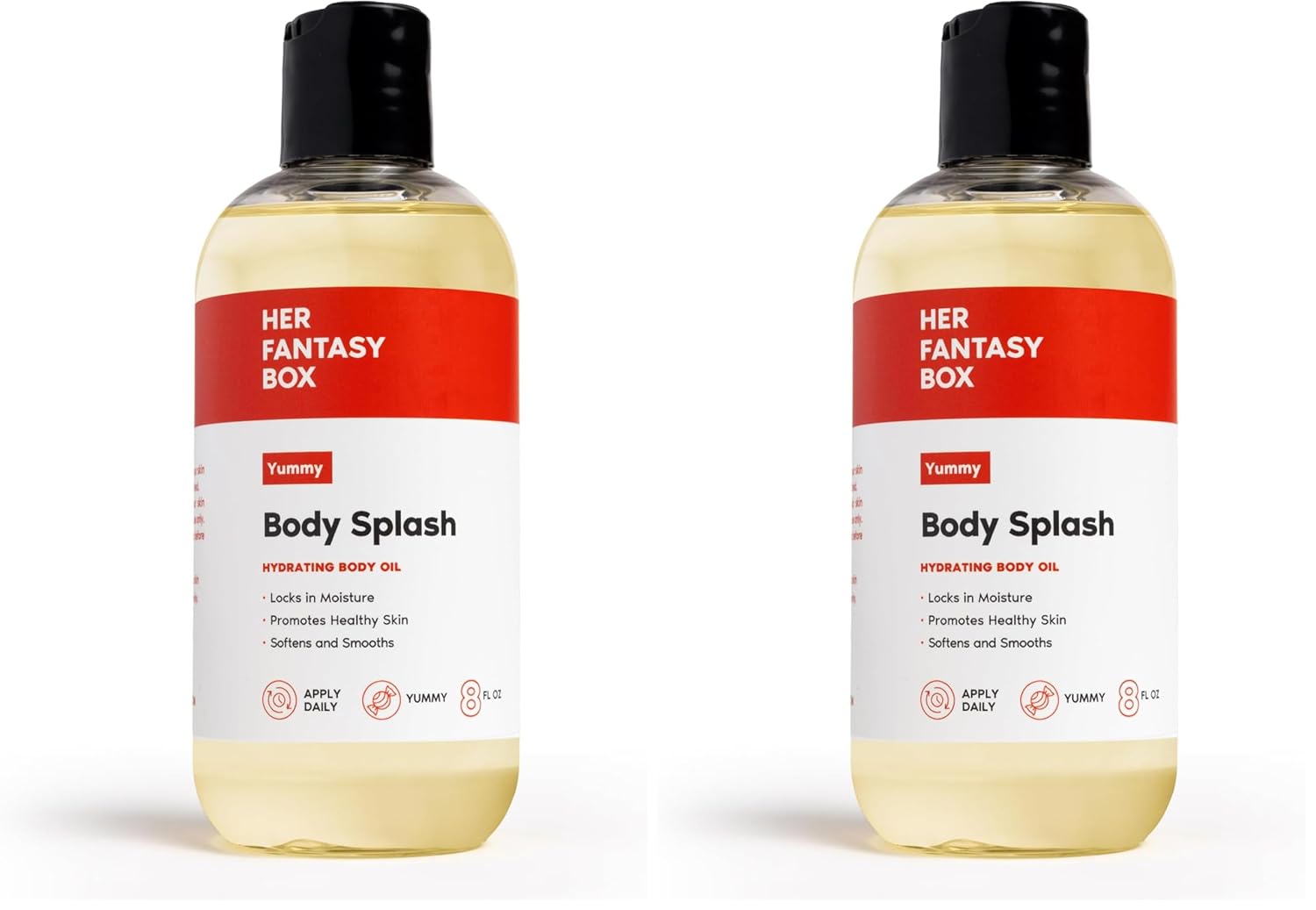 Her Fantasy Box | Body Splash Hydrating Body Oil (Yummy) - Moisturizing, Non-Greasy Formula for Soft, Smooth Skin - All-Natural, Lightweight & Nourishing (Pack of 2)