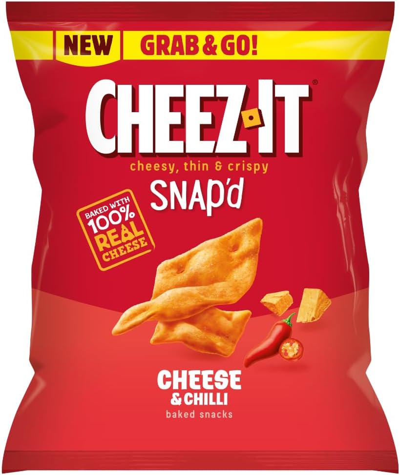 Cheez-It Snap'd Cheese & Chilli Baked Snacks, 100% Real Cheese, Cheesy, Thin & Crispy