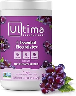 Ultima Replenisher Daily Electrolyte Powder Drink Mix – Grape, 90 Servings – Hydration Powder with 6 Key Electrolytes and Trace Minerals – Keto Friendly, Vegan, Non-GMO and Sugar-Free