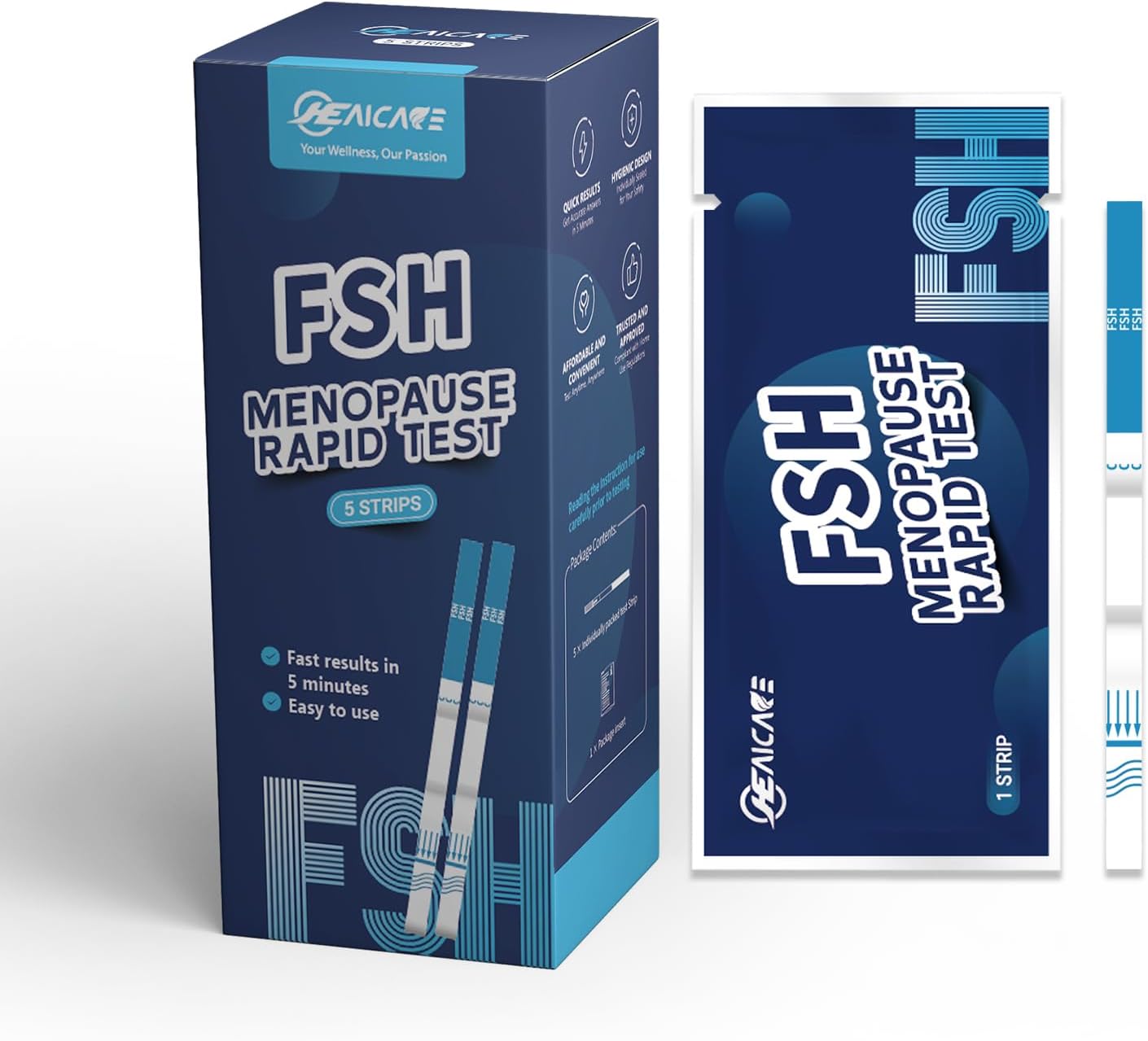 FSH Menopause Rapid Test Strips, 5 Tests Menopause Rapid Test, FSH Hormone Test for Women at Home