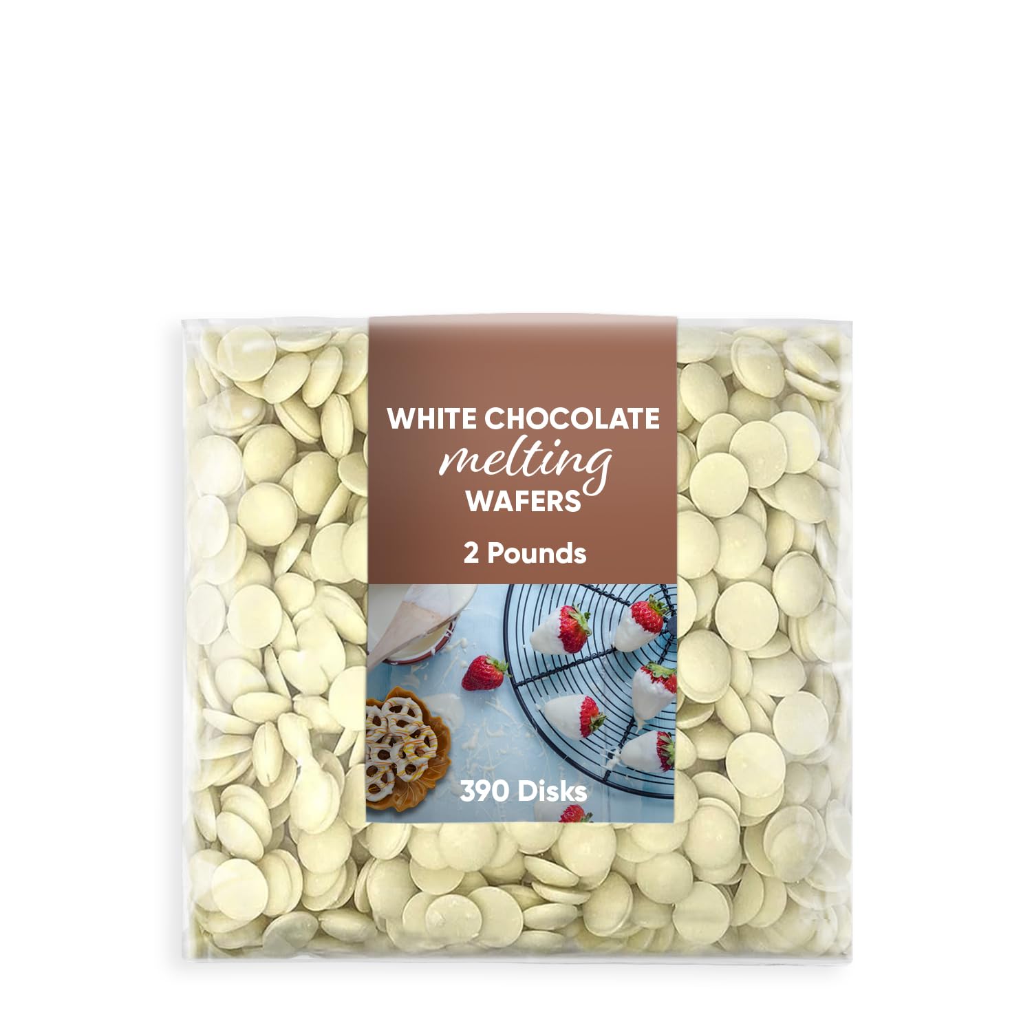 Melting Chocolate Candy Melts 2 Pounds approx 390 - White Chocolate Melting Wafers - Chocolate Candy Melts Perfect for Baking, Dipping, and Chocolate Fountain - White Chocolate Discs for Candy Making and Melting in a Chocolate Fountain Chocolate Melts