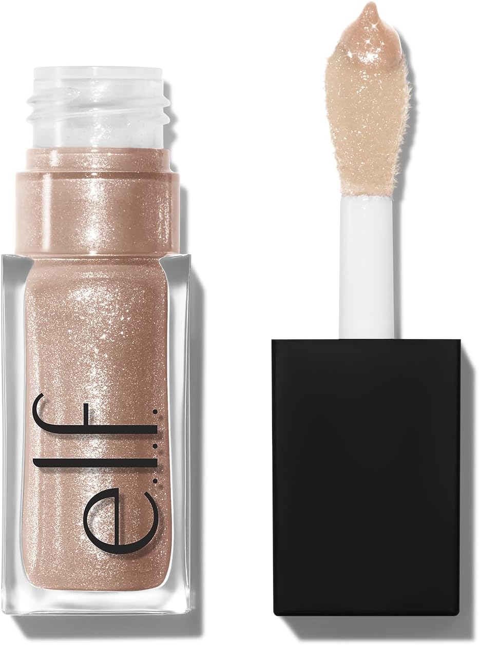 e.l.f. Glow Reviver Lip Oil Glimmer, Nourishing Tinted Lip Oil For A High-Shine Finish, Infused With Jojoba Oil, Vegan & Cruelty-Free, Crystal Baller