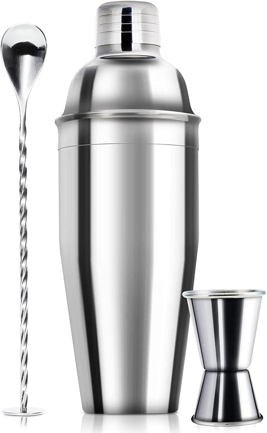 WPHUAW 24oz Cocktail Shaker Bar Set-Professional Margarita Mixer Drink Shaker and Measuring Jigger & Mixing Spoon Set-Professional Stainless Steel Bar Tools Built-in Bartender Strainer for Martini Kit