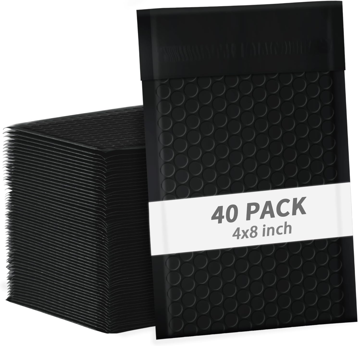 4x8 Inch Black Bubble Mailers 40 Pack Self-Seal Poly Padded Envelopes Suitable for Small Businesses to Package and Mail Jewelry Cosmetics, Electronic Products, Cards (Black, 4 x 8-40)