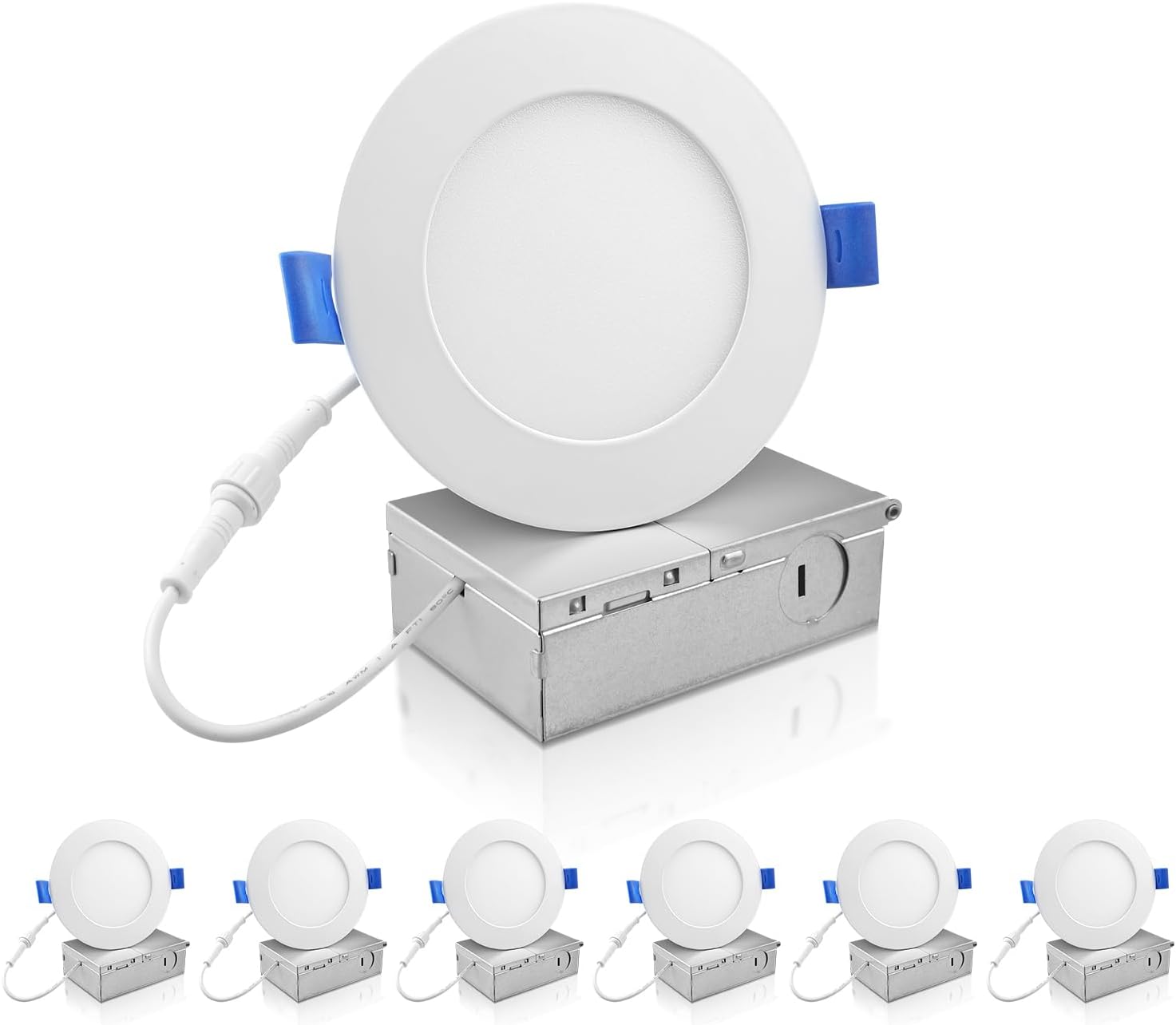 ECOELER 4Inch LED Recessed Ceiling Light, 4000K Cool White, 11W, 850Lm, Dimmable Canless Downlights with Junction Box, ETL and FCC Listed, 6 Pack