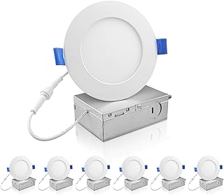 ECOELER 4Inch LED Recessed Ceiling Light, 4000K Cool White, 11W, 850Lm, Dimmable Canless Downlights with Junction Box, ETL and FCC Listed, 6 Pack