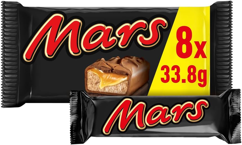 Mars Chocolate Bars, Caramel, Nougat & Milk Chocolate Multipack, 8 x 33.8g, Ideal for Gift, Snacks or Hamper (packaging may vary)