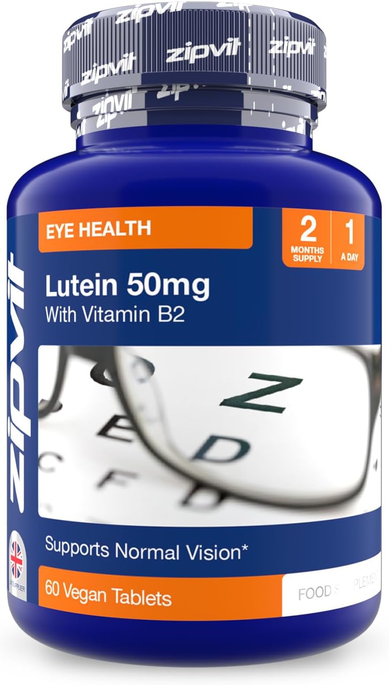 Zipvit 50mg Lutein Supplement for Eyes with Vitamin B2, 60 Lutein Tablets, Supports Maintenance of Normal Vision