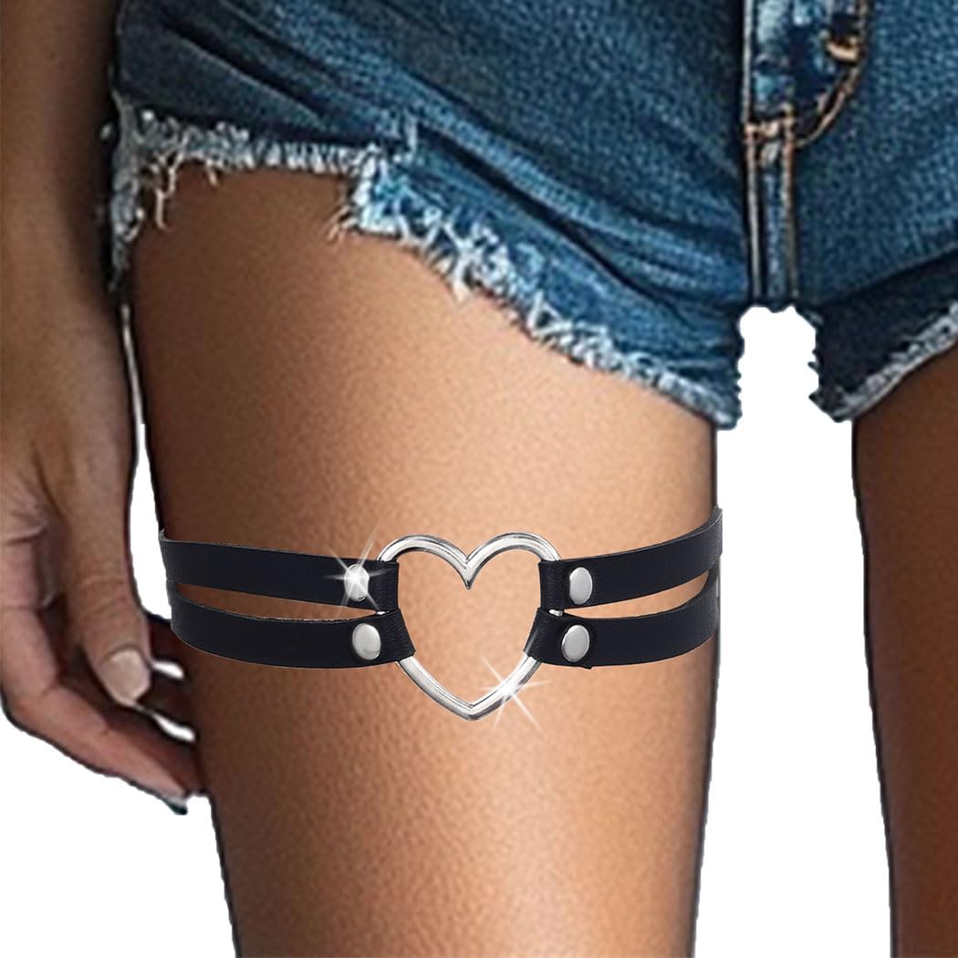 BODIY Rave Accessories Black Leather Leg Strap Leather Harness for Women