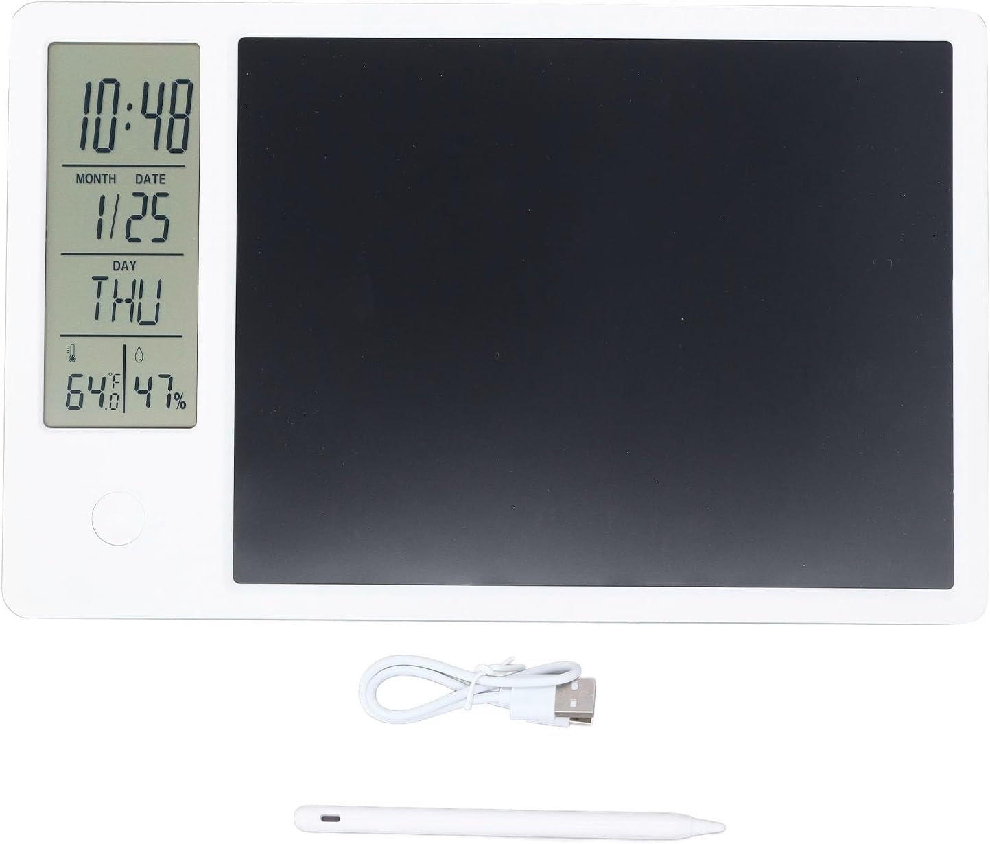 Electronic Digital Planner Tablet Calendar with Time Day Temperature Humidity Display, Multi Functional Electronic Calendar for Office Student Home Work (White)