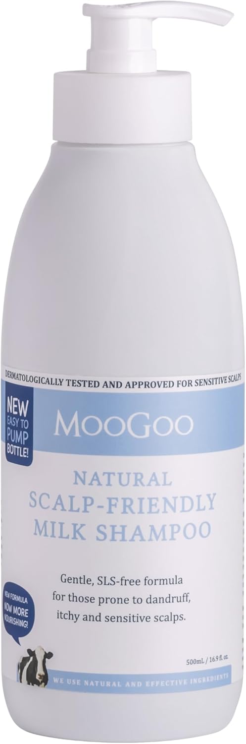 MooGoo Milk Shampoo – For Itchy, Dry, Eczema, Psoriasis & Dandruff Prone Scalps – SLS, Silicone, Sulfate & Paraben Free - Natural & Gentle Formula – 500ml / 16.9 fl.oz.