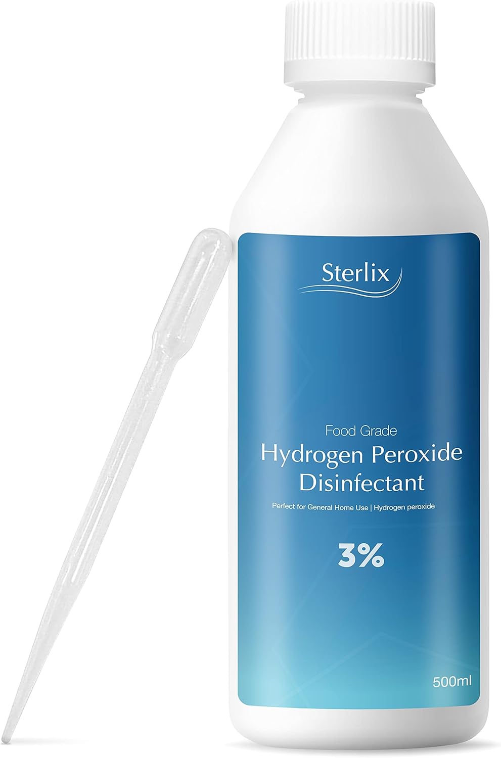 Sterlix Hydrogen Peroxide 500ml – Food Grade 3%, Purest Solution Bottle, Additive Free – Ideal Bleach Cleaner, Whitener, Mould Remover, Disinfectant, Home Sanitiser – 10 Vols