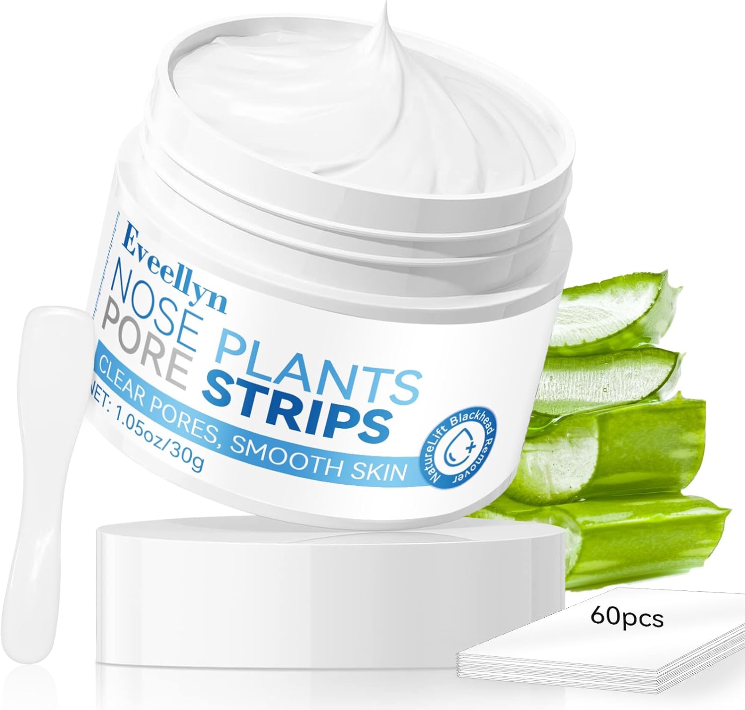 Blackhead Remover Mask with Aloe Vera, Deep Cleansing Pore Strips for Face, Nose, and Chin, Blackhead Removal Cream and Strips Combo for Smooth, Radiant Skin