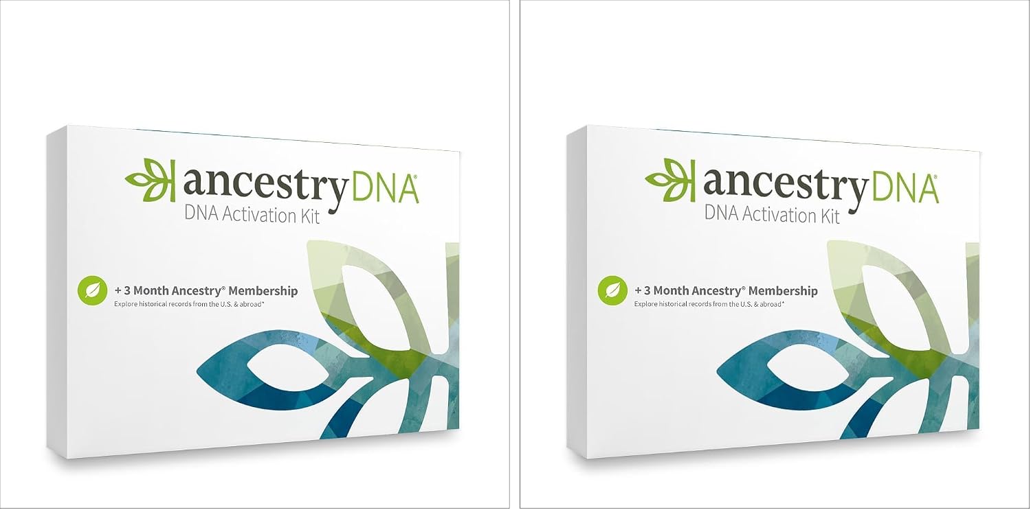 AncestryDNA Genetic Test Kit + 3-Month Ancestry World Explorer Membership: Personalized Genetic Results, DNA Ethnicity Test, Family History, Complete DNA Test, 3600+ Regions and Journeys (Pack of 2)