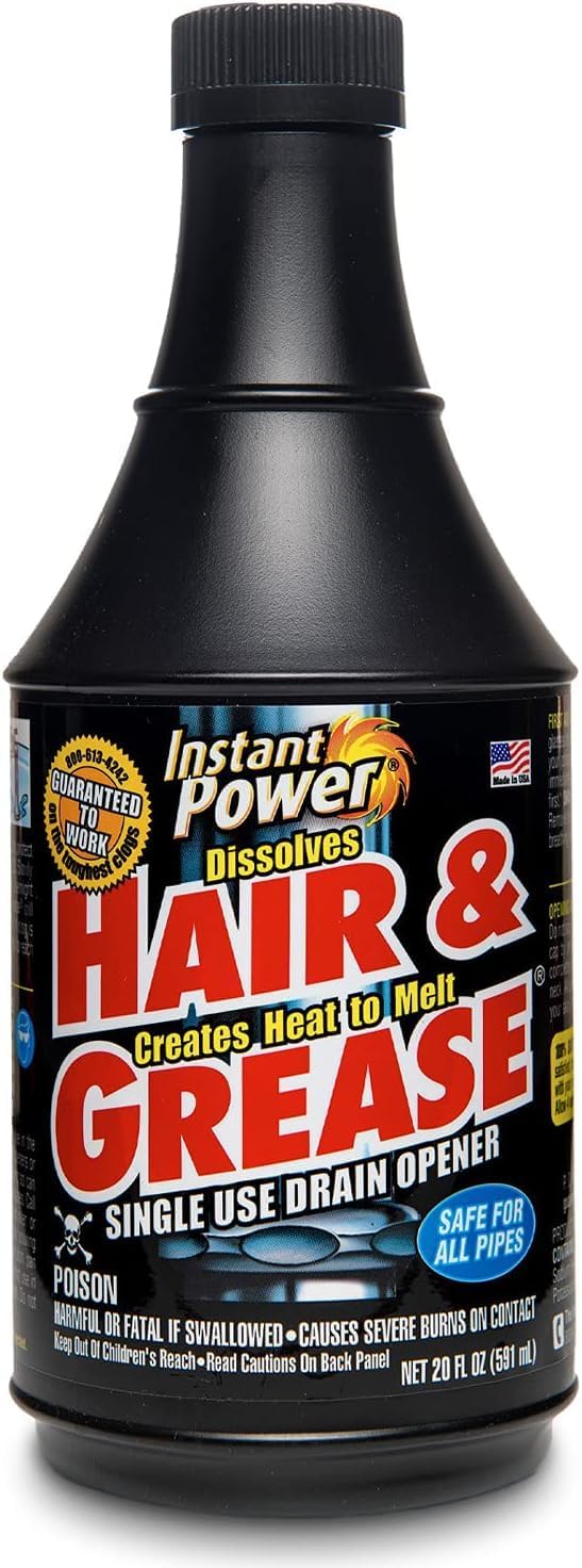 Instant Power Hair & Grease Liquid Drain Opener 20 oz. - Total Qty: 6