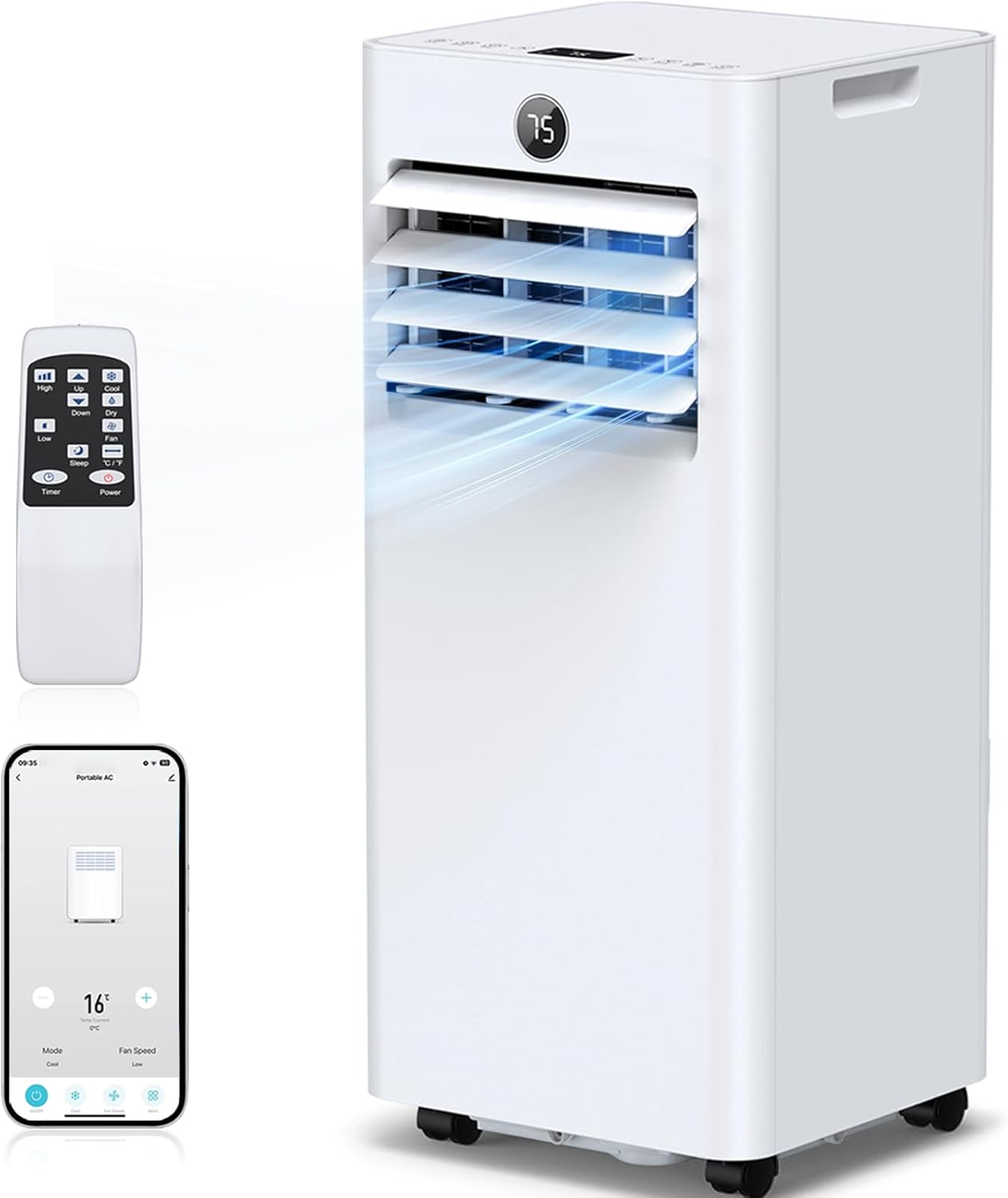 14,000-Btu-Portable Air Conditioners, 5-in-1 Wifi Portable AC Unit with APP, Smart Air Conditioner Up to 700 Sq.Ft with Fan & Dehumidifier, Remote, 36dB Quiet, 24H, Window Kits for Large Indoor Room