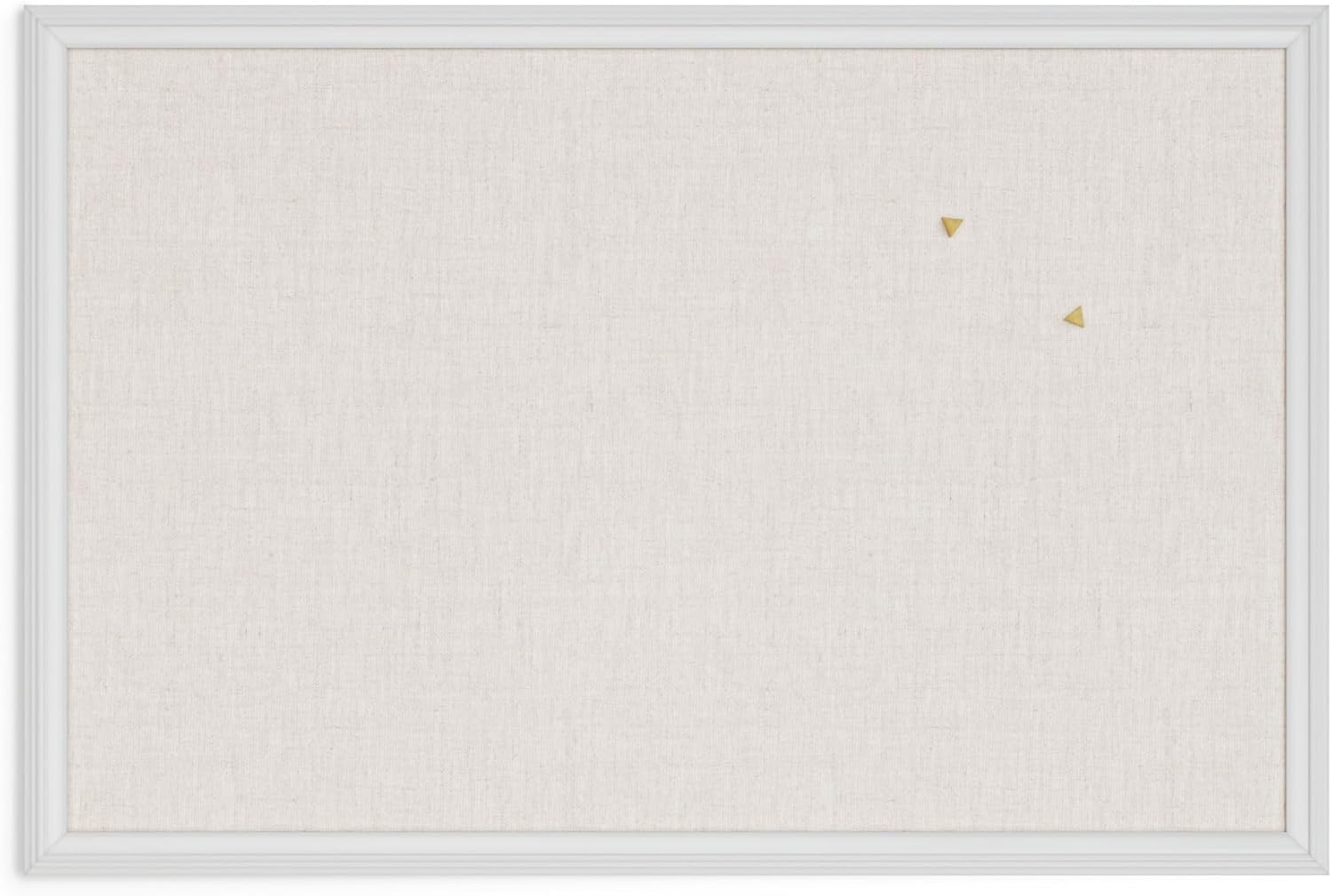 U Brands Farmhouse Linen Bulletin Board, 30"x20", White Wood Style Frame, Includes Push Pins