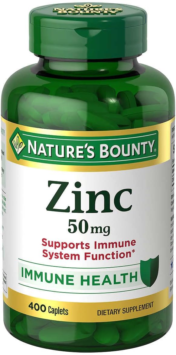 Nature S-Bounty Zinc 50 mg, 400 Caplets Bundle | 400 Days Supply | High Potency Zinc Supports Immune System Function | Vegetarian Friendly, Non-GMO