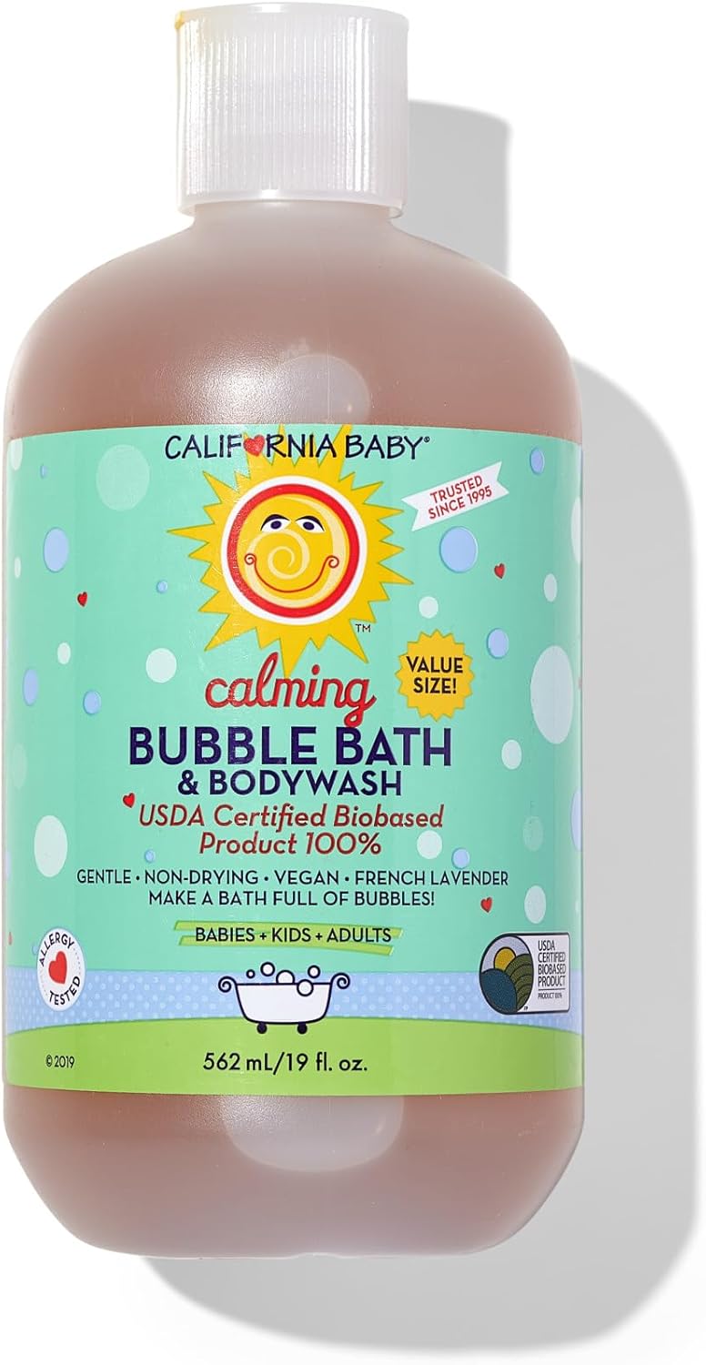 California Baby Calming Bubble Bath - Calming Scent of Lavender & Clary Sage Essential Oils, Perfect Before Bedtime, 100% Plant-Based - USDA Certified, Calming, 19 oz