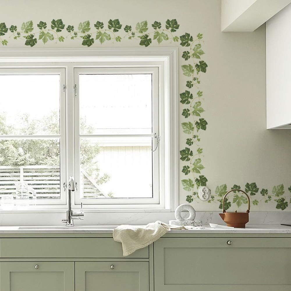 SROOD 240cm Ivy Wall Stickers, Reusable Plant Decals, Peel and Stick Nature Wall Decoration for Living Room and Bedroom, Self Adhesive Foliage Murals for Home, Kitchen Decoration