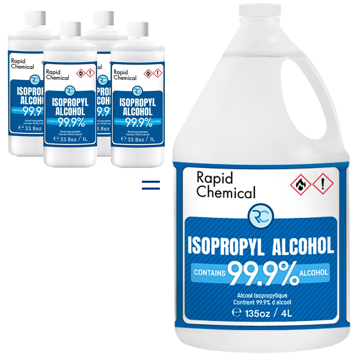 99% Isopropyl Alcohol - USP Grade - 99 Percent IPA Alcohol - 4 Pack 33.8 fl oz - 1 Gallon