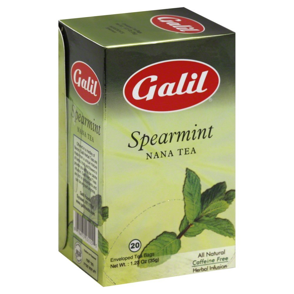 Galil Spearmint Tea - Caffeine-Free Herbal Tea, Certified Kosher – Non-GMO Pack of 6, 20 Bags Each