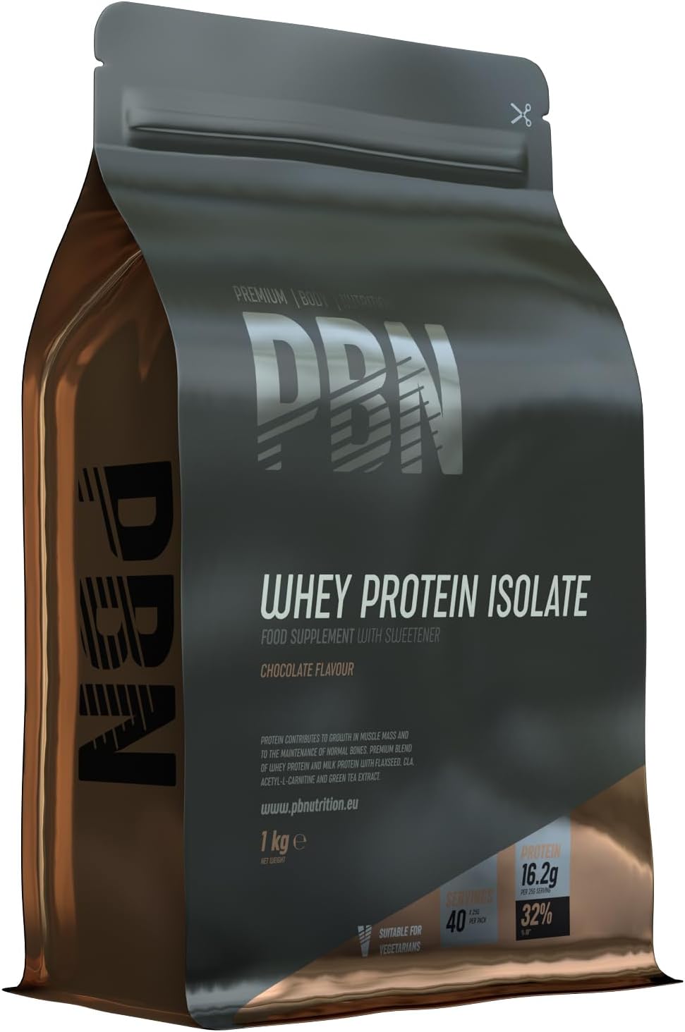 PBN - Premium Body Nutrition - Whey-Isolate Protein Powder, 1kg, Chocolate - 33 Servings