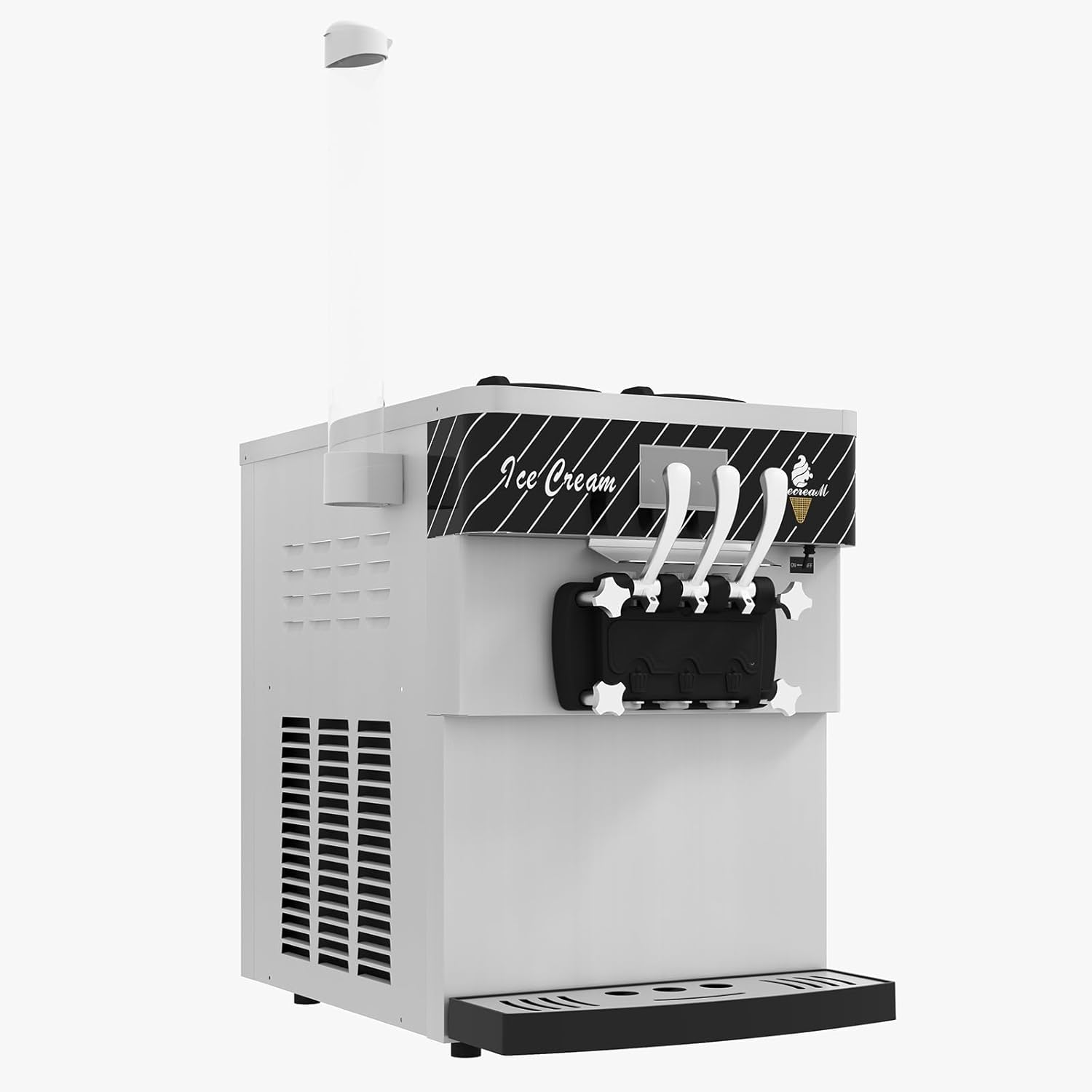 Commercial Soft Serve Ice Cream Machine - 3 Head 2200W Countertop Ice Cream Maker with LCD Panel & 1.6Gal Water Tank, 5.3-7.4 Gallons/Hour for Business Use