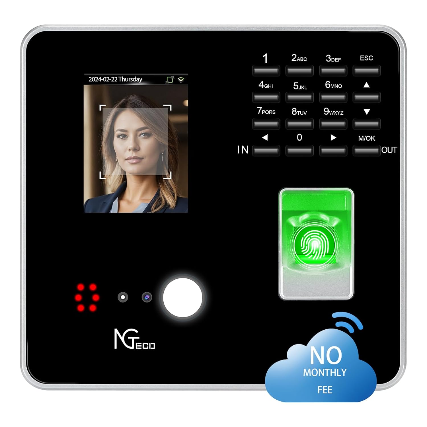 NGTeco TC1 Cloud Clocking in Machine for Employees, Attendance Machine Time Recorder, Time Clock with 5 RFID Cards
