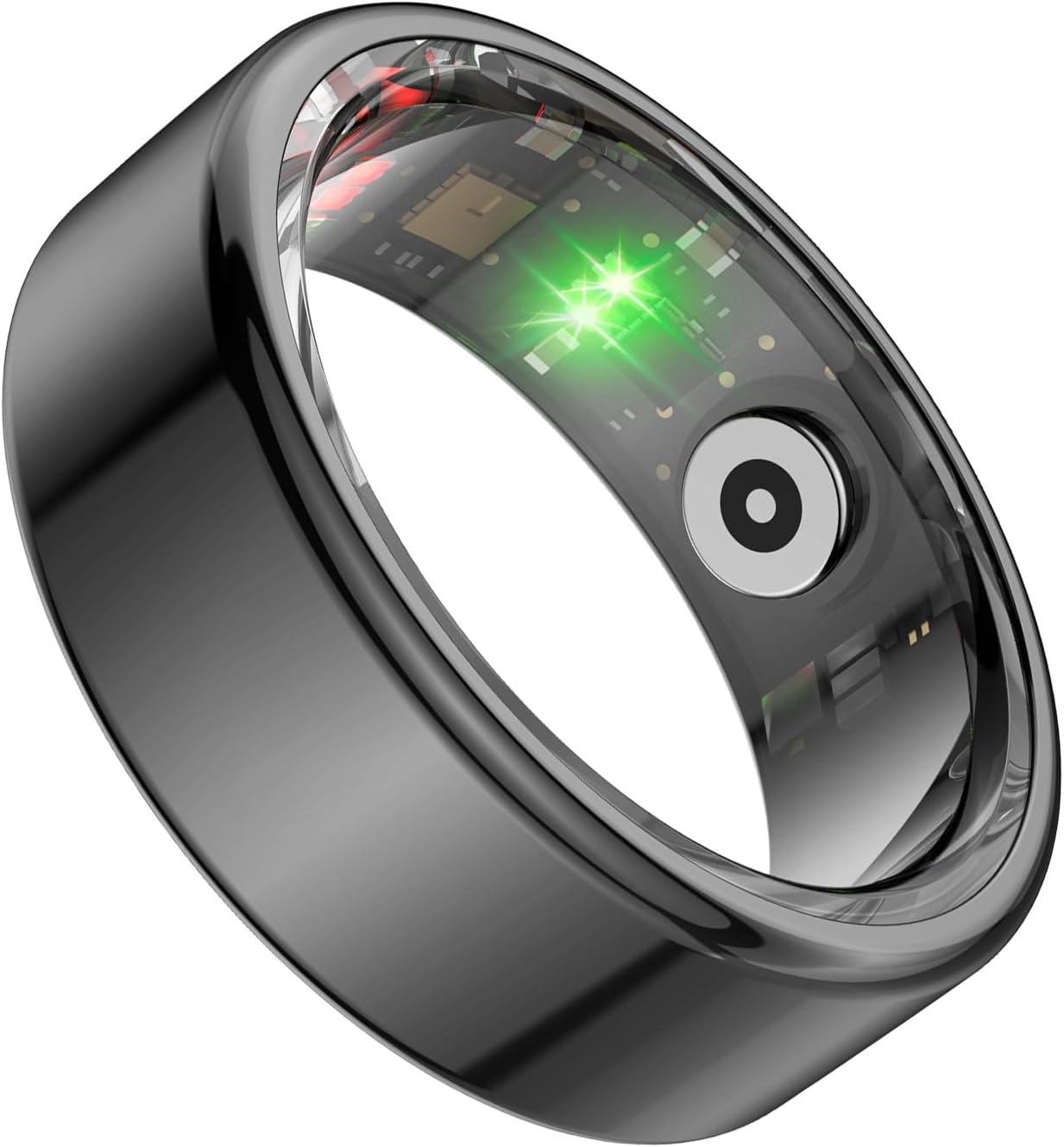 ASHATA Smart Ring Fitness, IP68 Wearable NFC Sleep Tracking Body Temperature Monitor Pedometer Ebook Page Turning Music Control (11), Tarnish