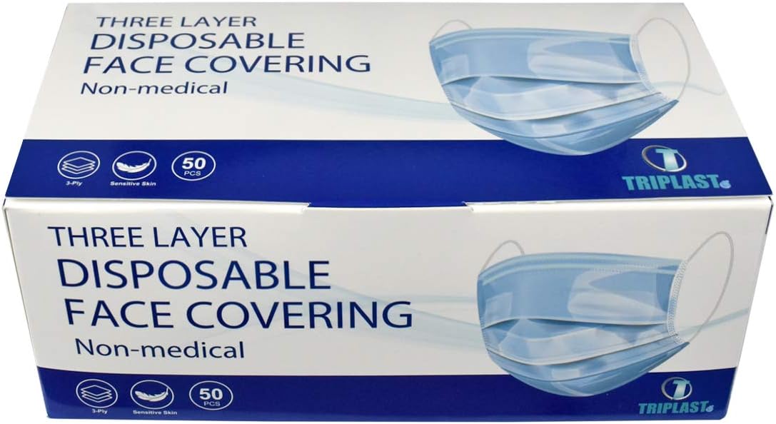 Triplast Disposable 3 Ply Face Masks | Pack of 50