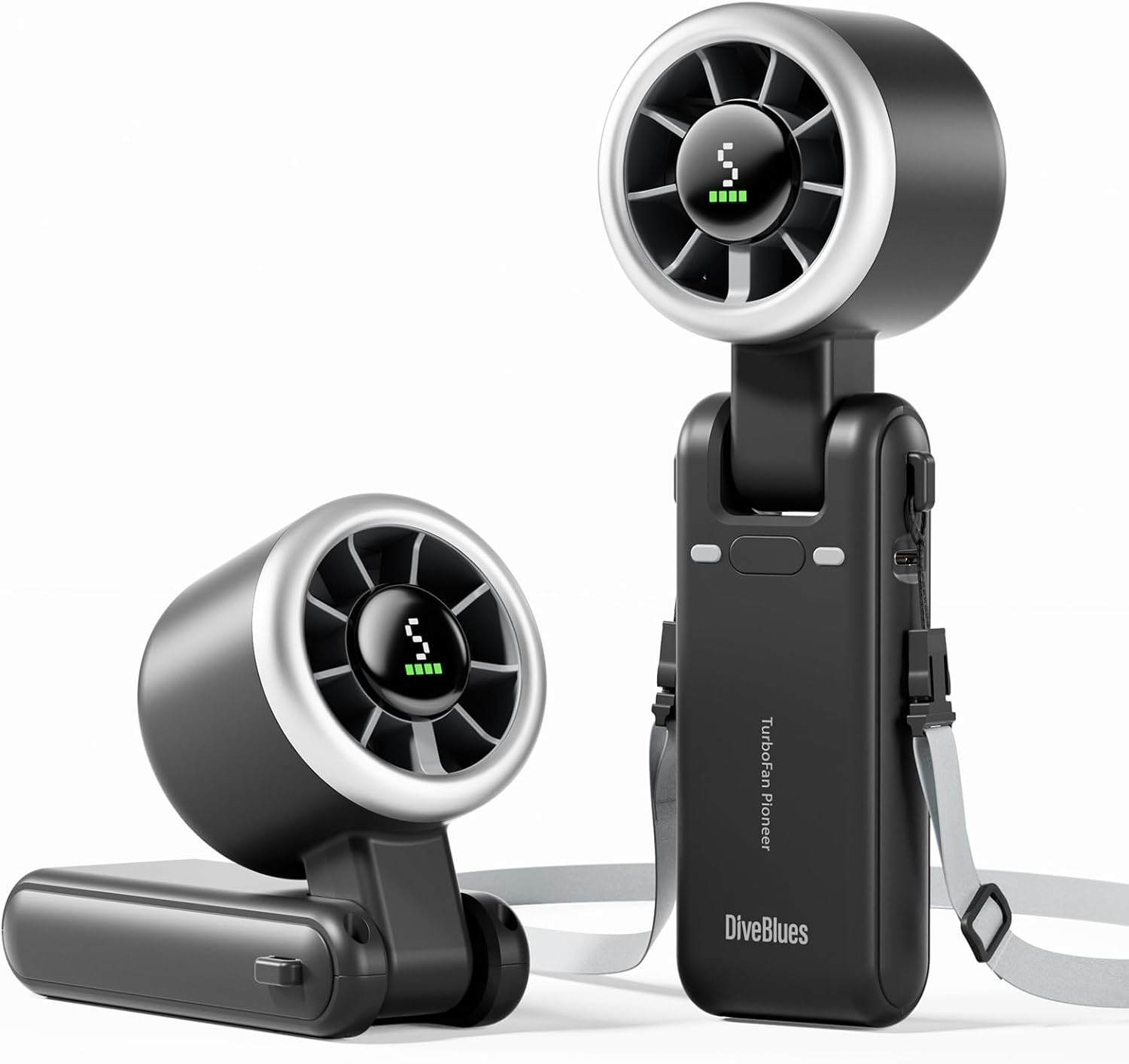 Diveblues Portable Handheld Turbo Fan, 5 Gear Wind, Battery Operated, Up to 12 Working Hours, 3 IN 1 Hand Fan with Air Turbo Tech Cooling Fan for Outdoor Activities, Travel, Working