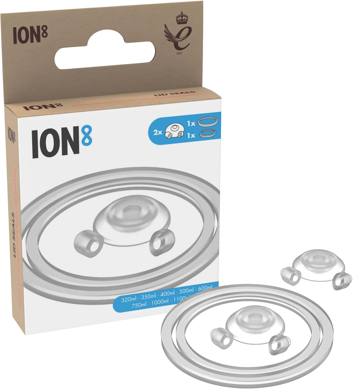 Ion8 Leak Proof Replacement Water Bottle 1.0 & 2.0 Seals, Silicon, Transparent, One Size