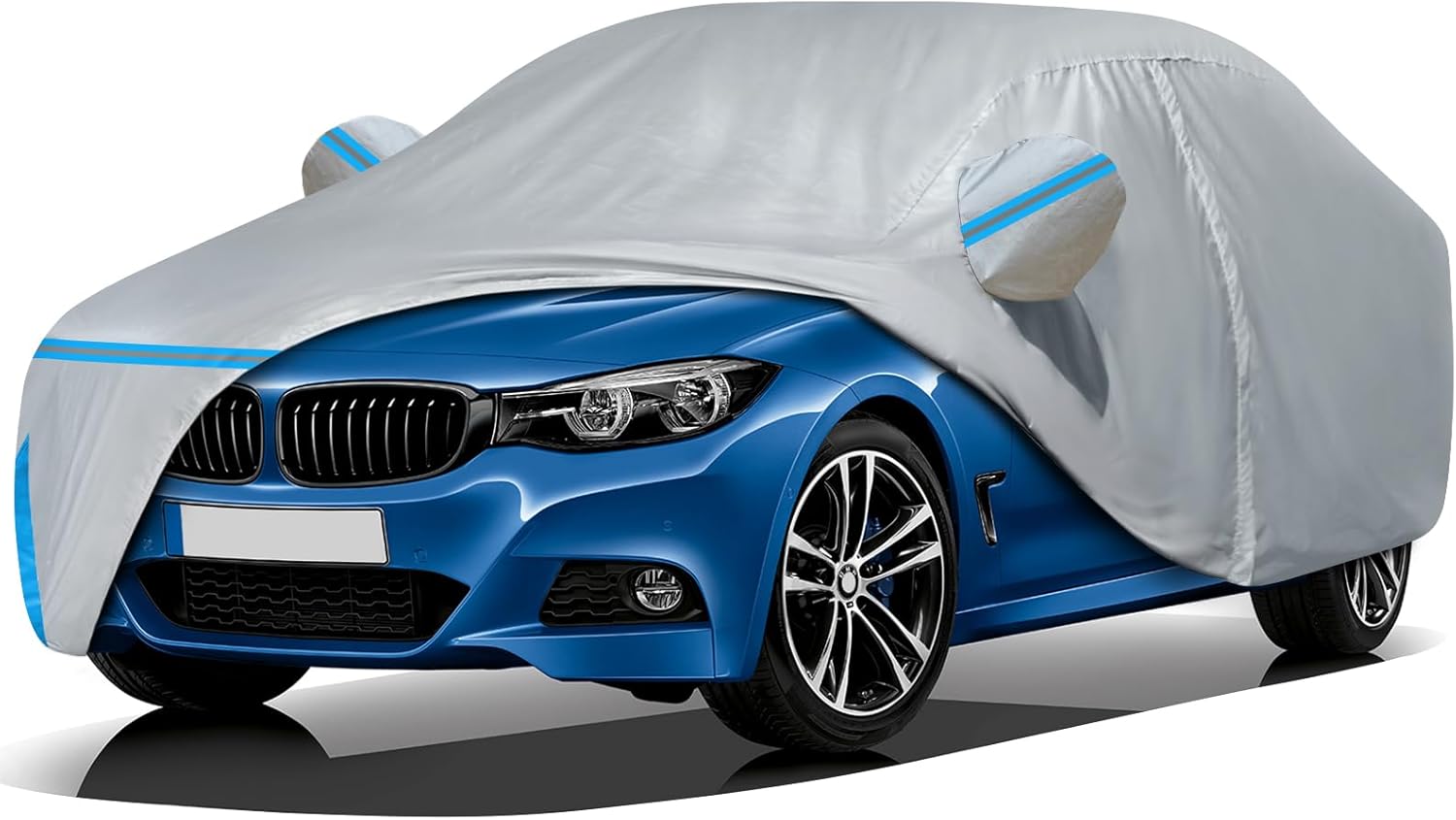 Car Cover for 2007-2025 BMW 3 Series M3 320i 325i 328i 330i 335i 340i, Waterproof Custom-fit All Weather Sun Rain UV Dust Snow Protection Windproof Outdoor Car Cover with Door Zipper and Cotton Lining