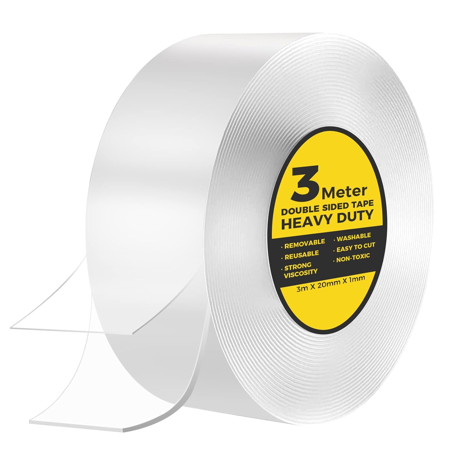 Double Sided Tape Heavy Duty 3 m, Strong Double Sided Sticky Tape, Double Sided Carpet Tape Clear Tape Nano Tape, Traceless Transparent Double Sided Adhesive Tape for Office, Home, Kitchen, Party, Car