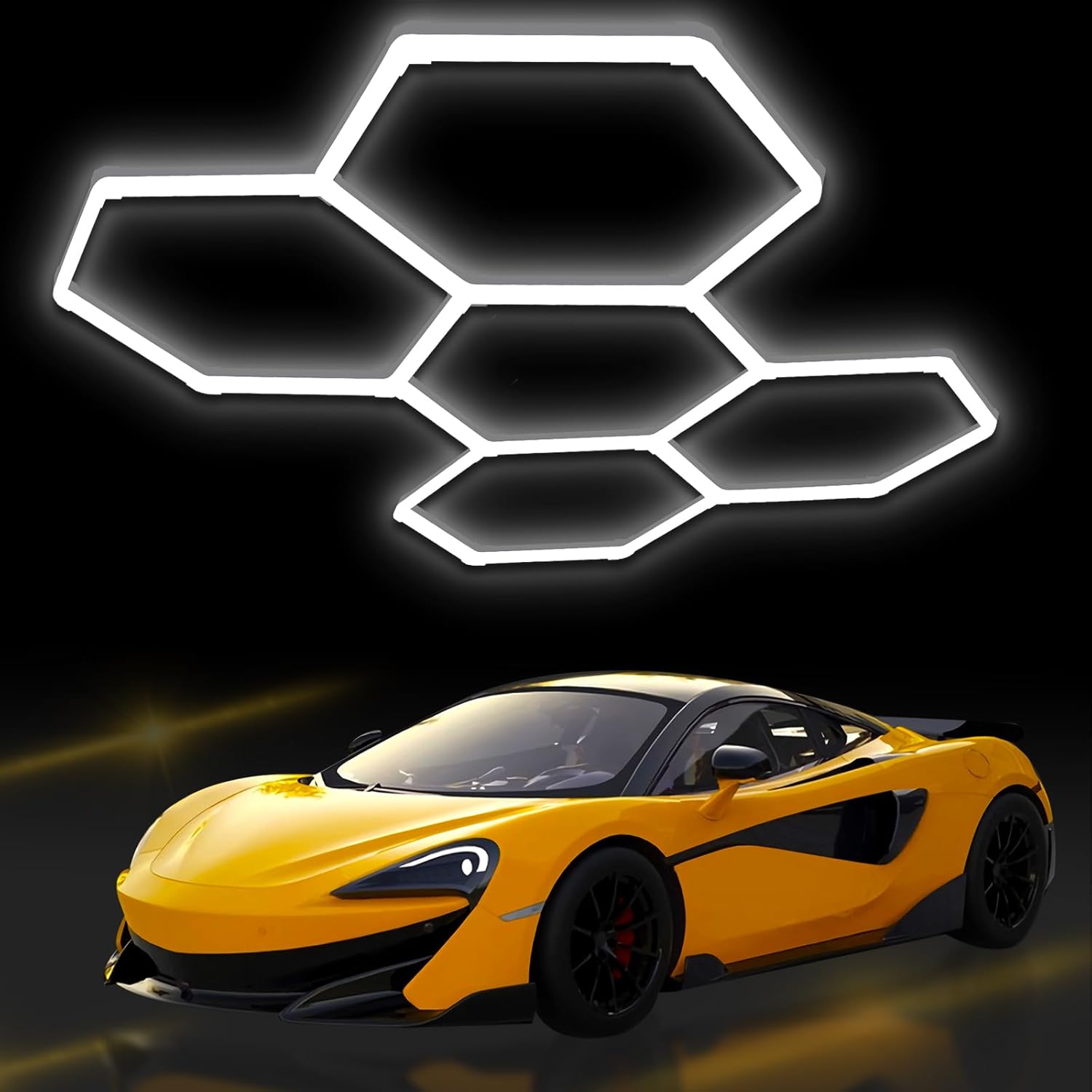 Hexagon Garage Lights LED, 25 Packs Hexagon Light 220W 26400LM 6500K Daylight White Ceiling Shop for Hex Lights Garage Warehouse Basement Gym Detailing Shop Wash Yoga Room