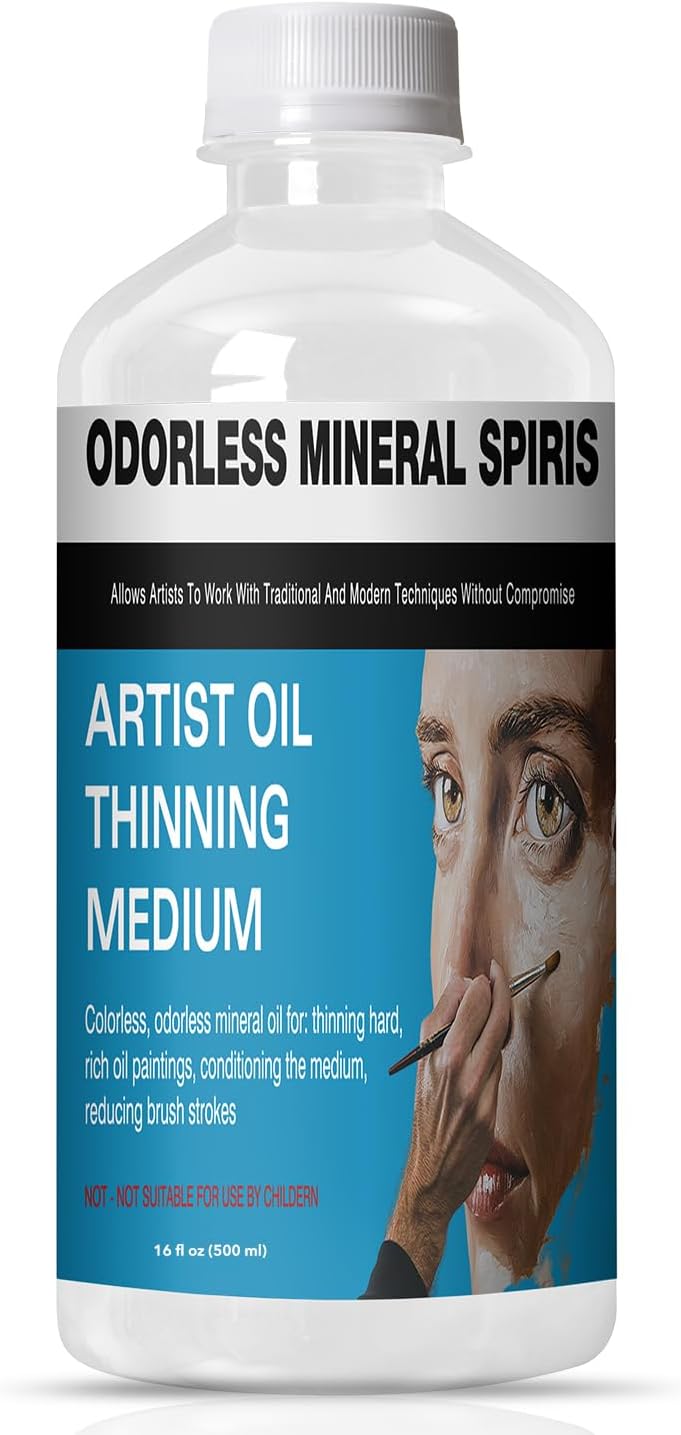 Odorless Paint Thinner for Oil Painting - Oil Painting Supplies for Thinning Oils, Artists, Professionals - 16.9oz