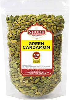 SHUDH GREEN CARDAMOM 100GM | 3.5 oz Green Cardamom Pods Spice (Hari Elachi) ~ All Natural | Vegan | Gluten Friendly | NON-GMO | Product of India