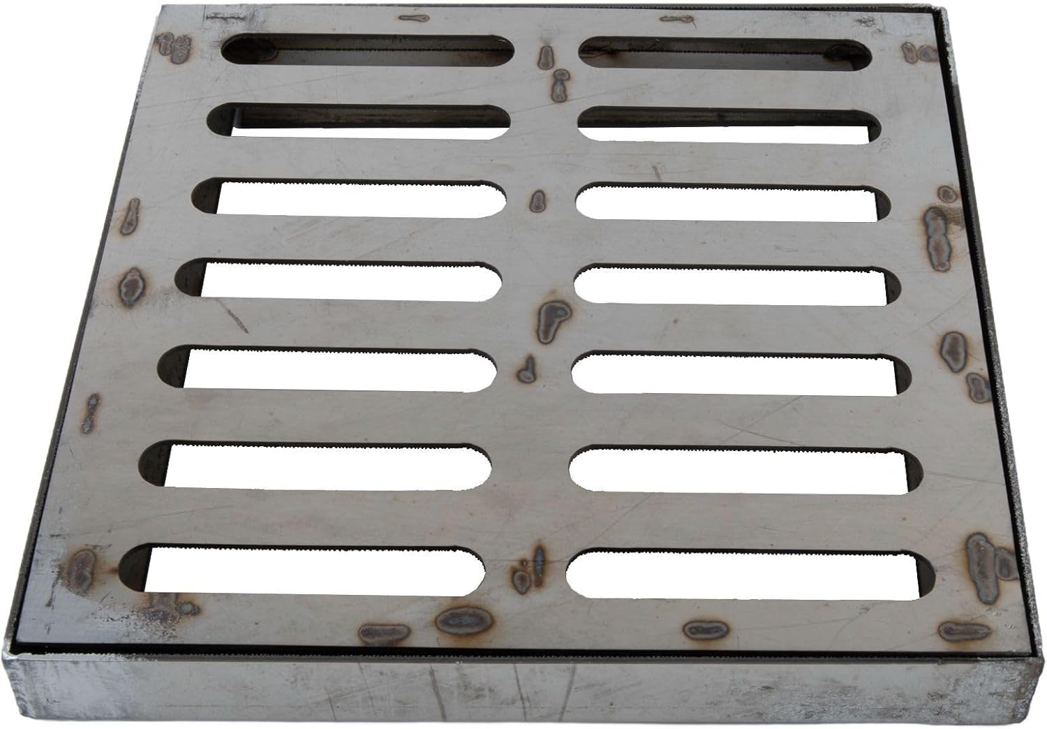 Gdfnmogo Square Manhole Cover, Outdoor Square Drain Grate, Double Row Holes Efficient Drainage System, Stainless Steel, For Garden Patio Lawn Outdoor(250mm)