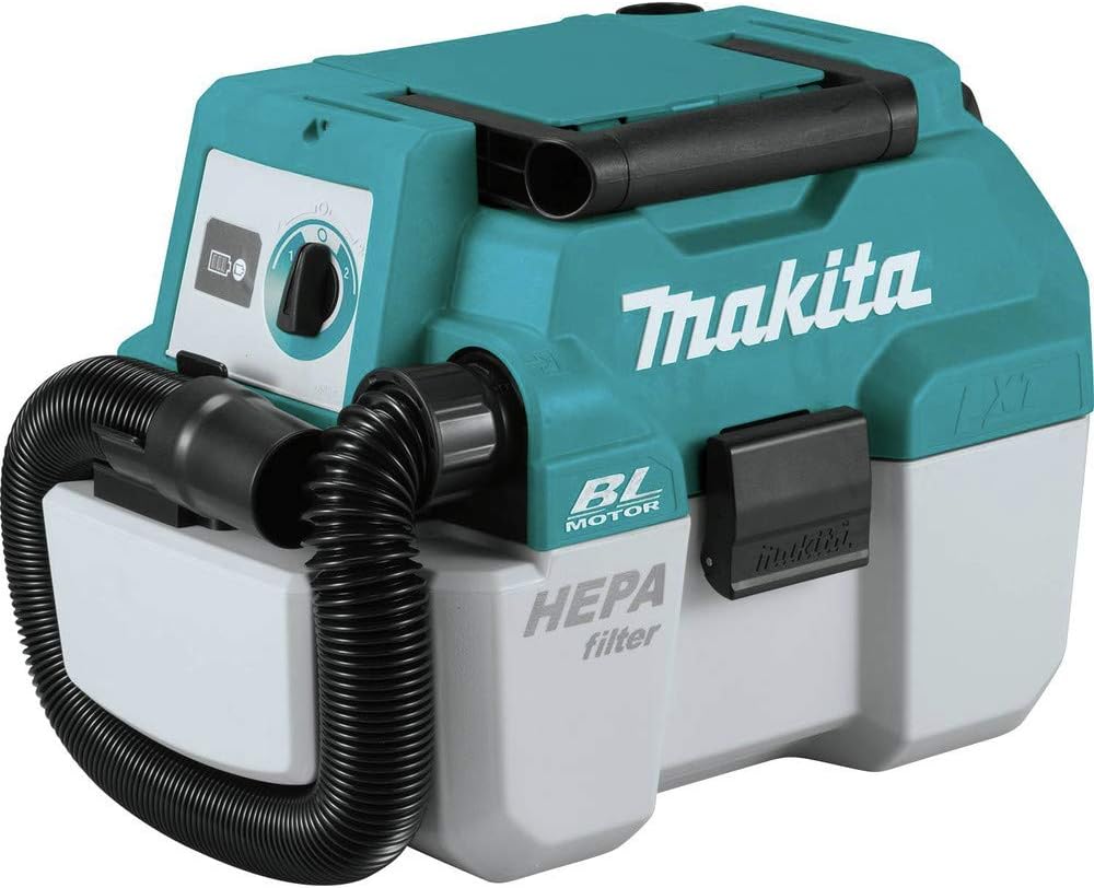 Makita XCV11Z 18V LXT Lithium-Ion Brushless Cordless 2 Gallon HEPA Filter Portable Wet/Dry Dust Extractor/Vacuum, Tool Only